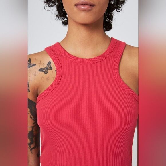 NWT MPG Sport Poise High Neck Ribbed Tank Top in Shale - Picture 10 of 16